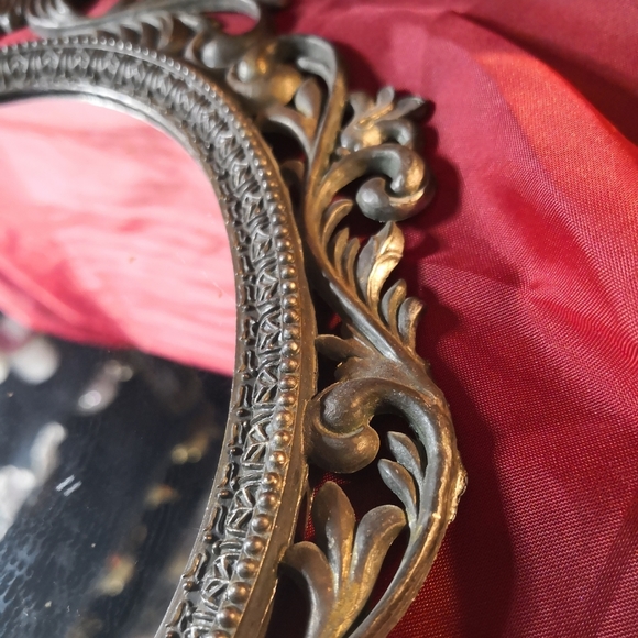 Vintage Oval Ornate Mirror Metal Frame Antique Wall Decoration - Picture 4 of 10